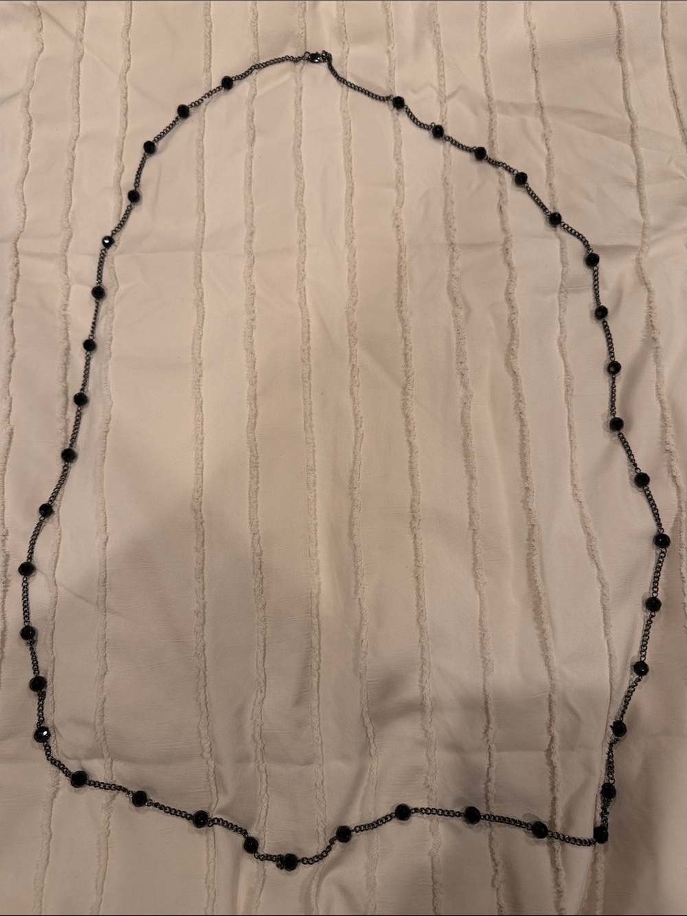 Women's Long Black Beaded Chain Necklace - perfect for layering approx 60" e2e